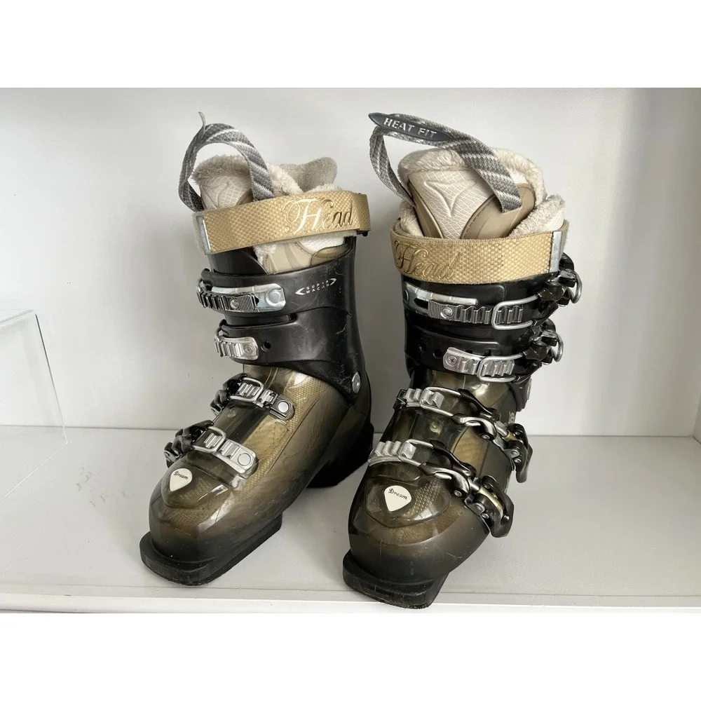 Head Womens Dream 10.5 Pearl‎ Ski Boots Sz 6-6 .5 Black Soft Walk + Grip System